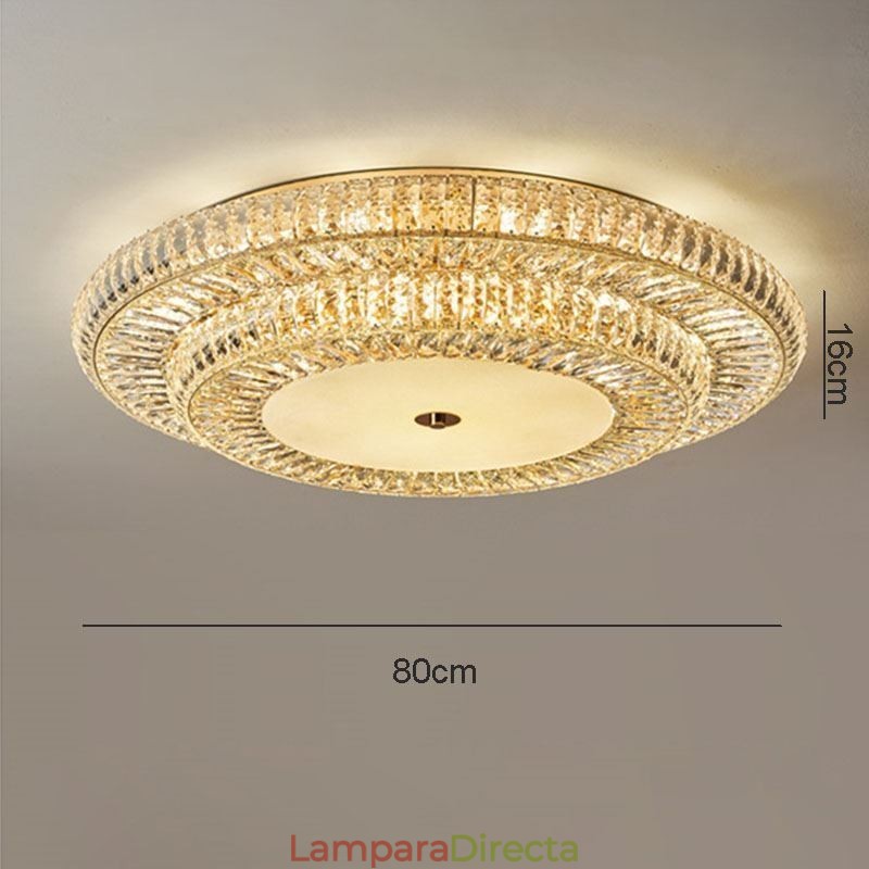 Lámpara de techo redonda de cristal con decoración empotrada