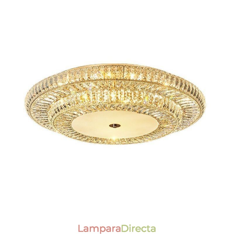 Lámpara de techo redonda de cristal con decoración empotrada