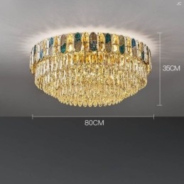 Lámpara de techo redonda de cristal con montaje empotrado y decoración de cristal con pantalla de concha de cristal
