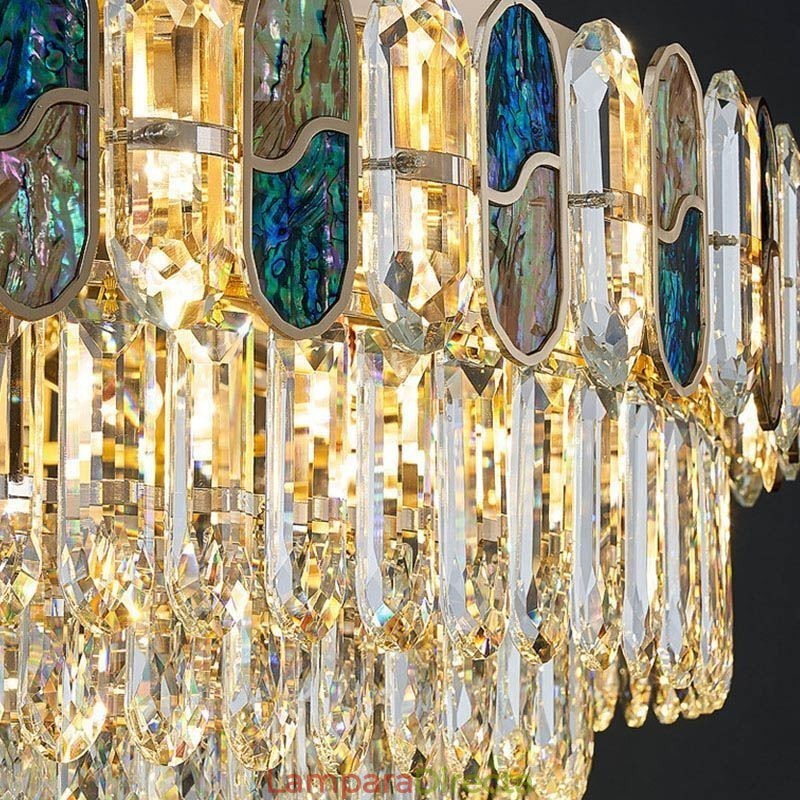 Lámpara de techo redonda de cristal con montaje empotrado y decoración de cristal con pantalla de concha de cristal
