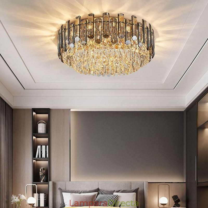 Lámpara de techo de cristal, sencilla, moderna, redonda, empotrada, decorativa.