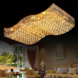 Lámpara de araña rectangular de cristal europeo con montaje empotrado