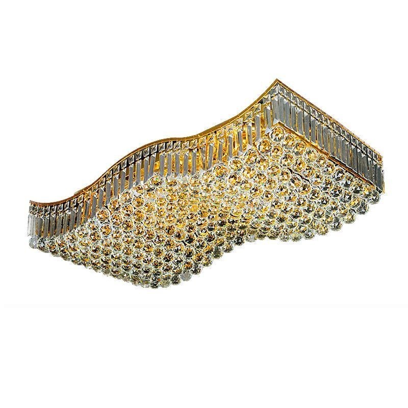 Lámpara de araña rectangular de cristal europeo con montaje empotrado