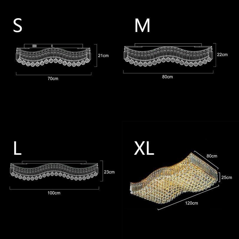 Lámpara de araña rectangular de cristal europeo con montaje empotrado
