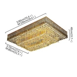 Lámpara de araña de cristal moderna de tres niveles con montaje empotrado