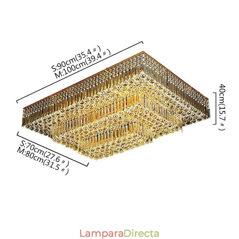 Lámpara de araña de cristal moderna de tres niveles con montaje empotrado