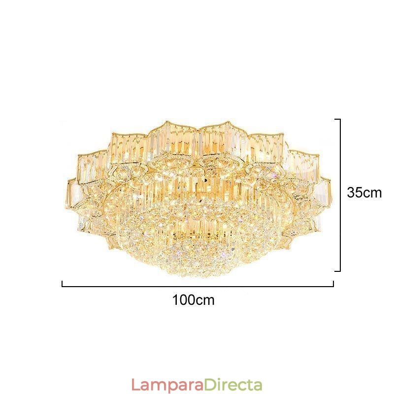 Elegante lámpara de araña redonda de cristal empotrada en forma de flor