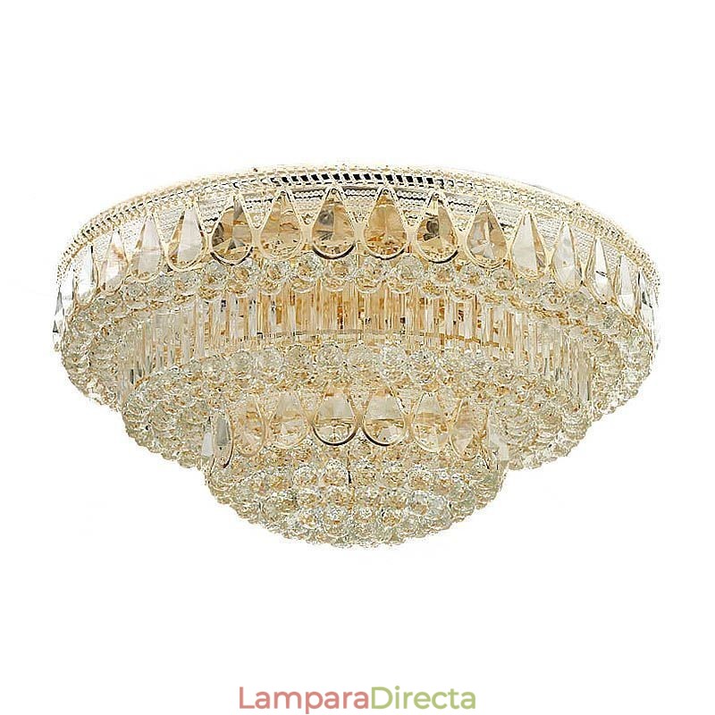 Lámpara de techo de cristal de lujo con montaje empotrado, luz redonda