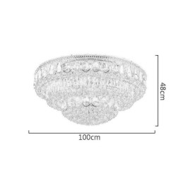Lámpara de techo de cristal de lujo con montaje empotrado, luz redonda