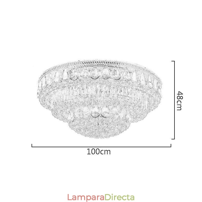 Lámpara de techo de cristal de lujo con montaje empotrado, luz redonda