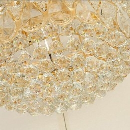 Lámpara de techo de cristal de lujo con montaje empotrado, luz redonda
