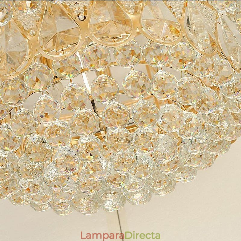Lámpara de techo de cristal de lujo con montaje empotrado, luz redonda