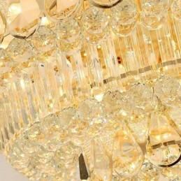 Lámpara de techo de cristal de lujo con montaje empotrado, luz redonda