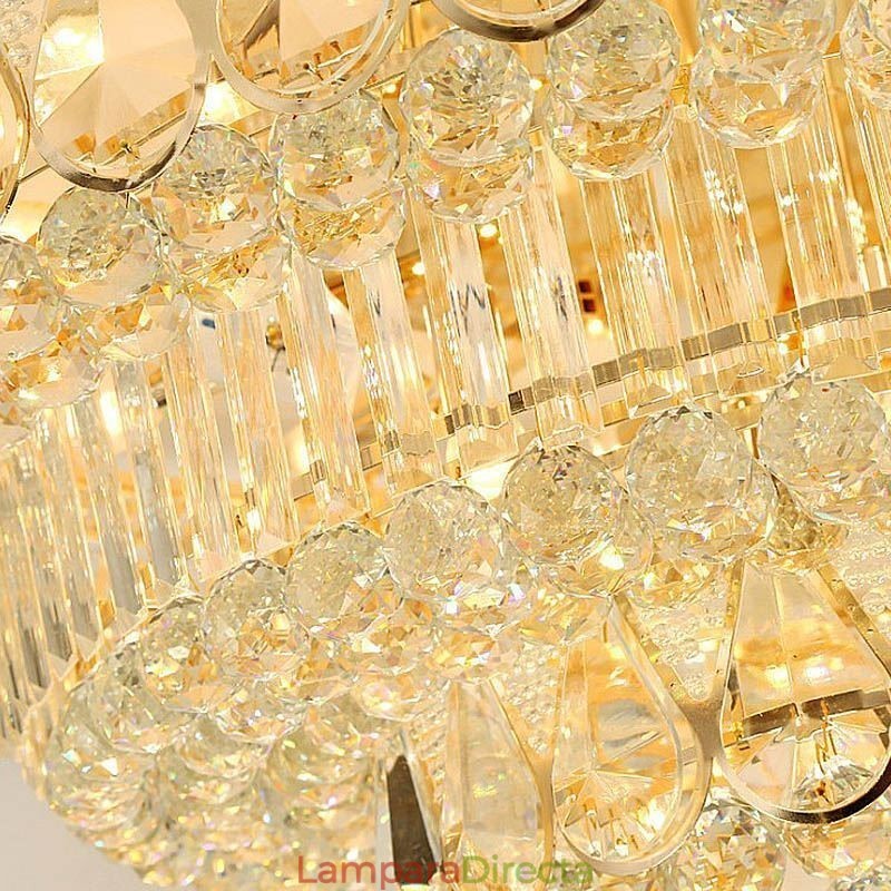 Lámpara de techo de cristal de lujo con montaje empotrado, luz redonda