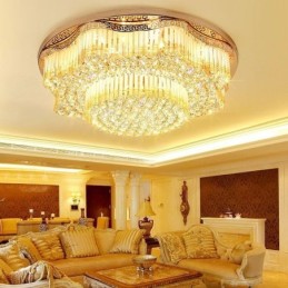 Lámpara de techo de cristal empotrada contemporánea, iluminación redonda de lujo