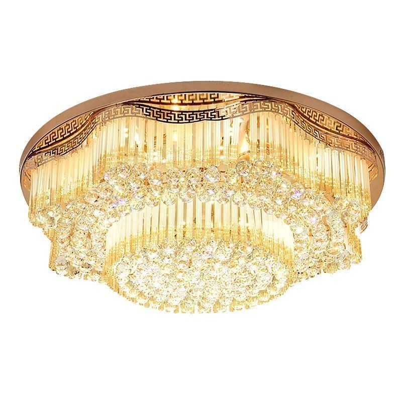 Lámpara de techo de cristal empotrada contemporánea, iluminación redonda de lujo