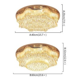 Lámpara de techo de cristal empotrada contemporánea, iluminación redonda de lujo