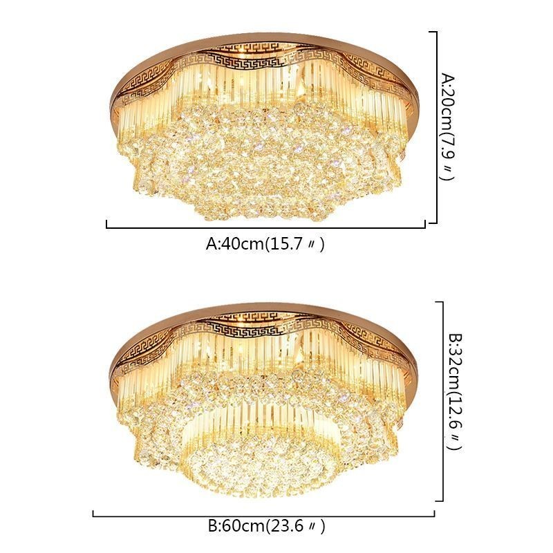 Lámpara de techo de cristal empotrada contemporánea, iluminación redonda de lujo