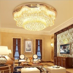 Lámpara de techo de cristal empotrada contemporánea, iluminación redonda de lujo