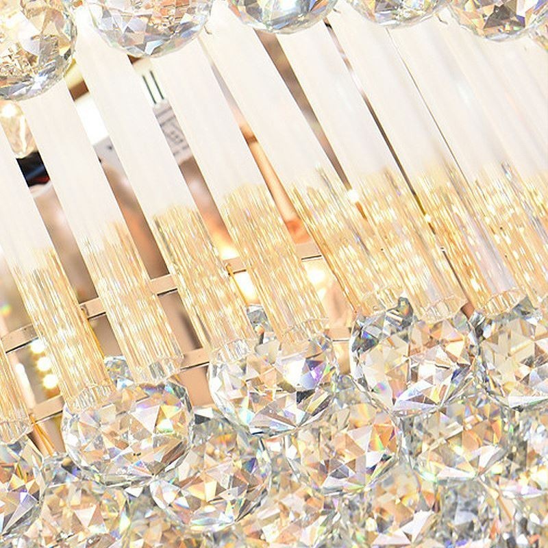 Lámpara de techo de cristal empotrada contemporánea, iluminación redonda de lujo
