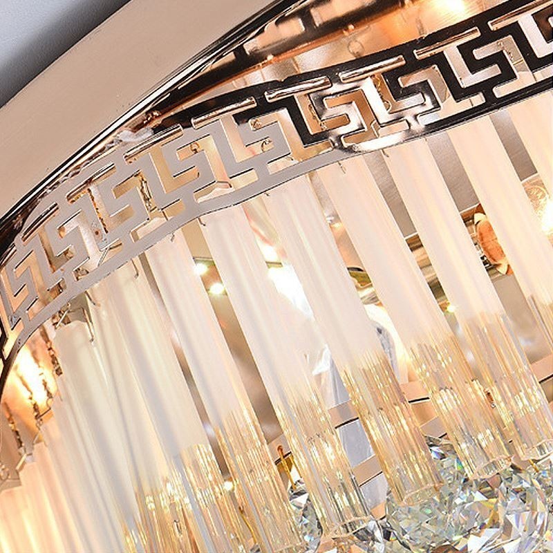 Lámpara de techo de cristal empotrada contemporánea, iluminación redonda de lujo