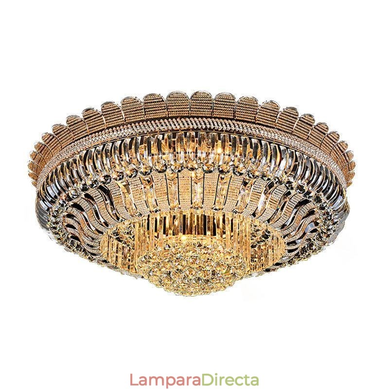 Lámpara de techo de cristal de lujo, redonda, empotrada, dorada