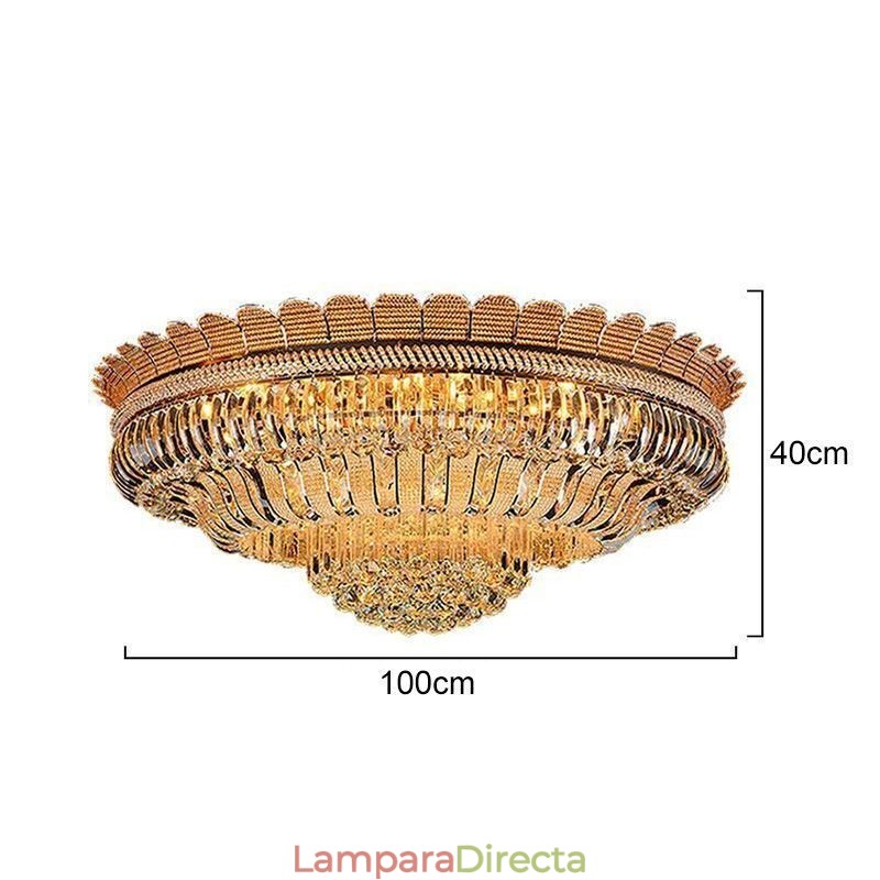 Lámpara de techo de cristal de lujo, redonda, empotrada, dorada