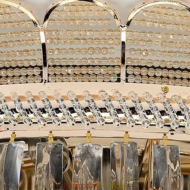 Lámpara de techo de cristal de lujo, redonda, empotrada, dorada