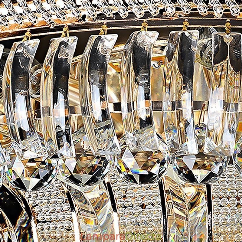 Lámpara de techo de cristal de lujo, redonda, empotrada, dorada