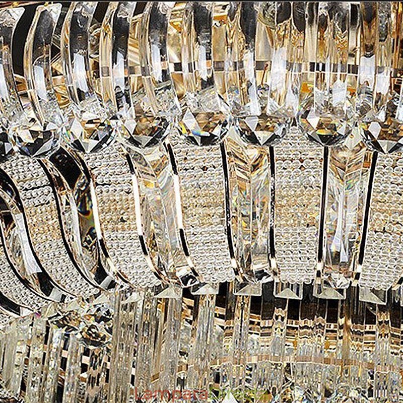 Lámpara de techo de cristal de lujo, redonda, empotrada, dorada