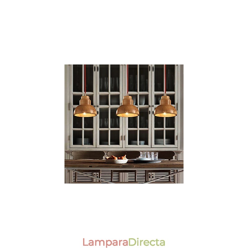 Lámpara de araña estilo mini, tradicional, clásica, de madera y bambú.