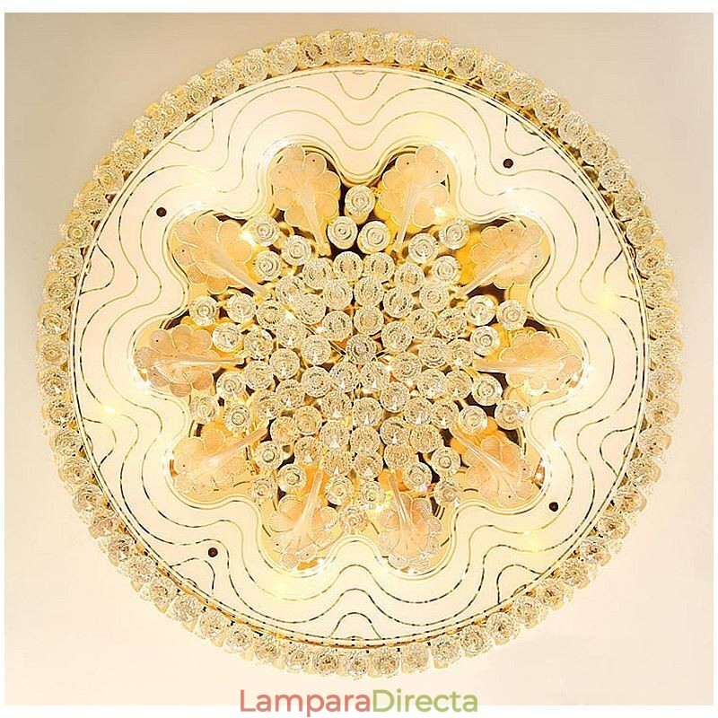 Lámpara de techo empotrada elegante de cristal dorado