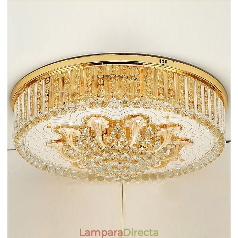 Lámpara de techo empotrada elegante de cristal dorado
