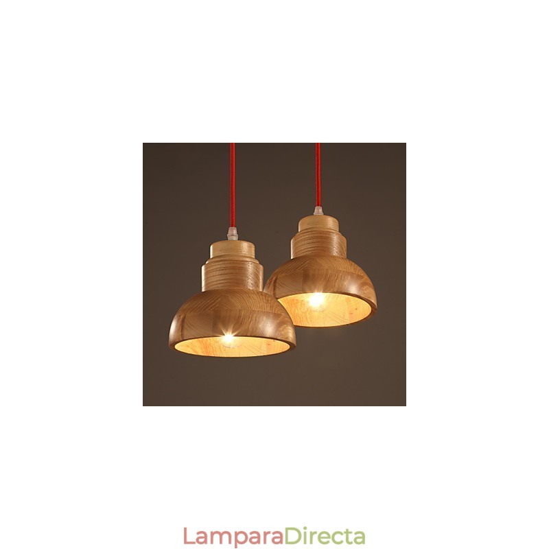 Lámpara de araña estilo mini, tradicional, clásica, de madera y bambú.