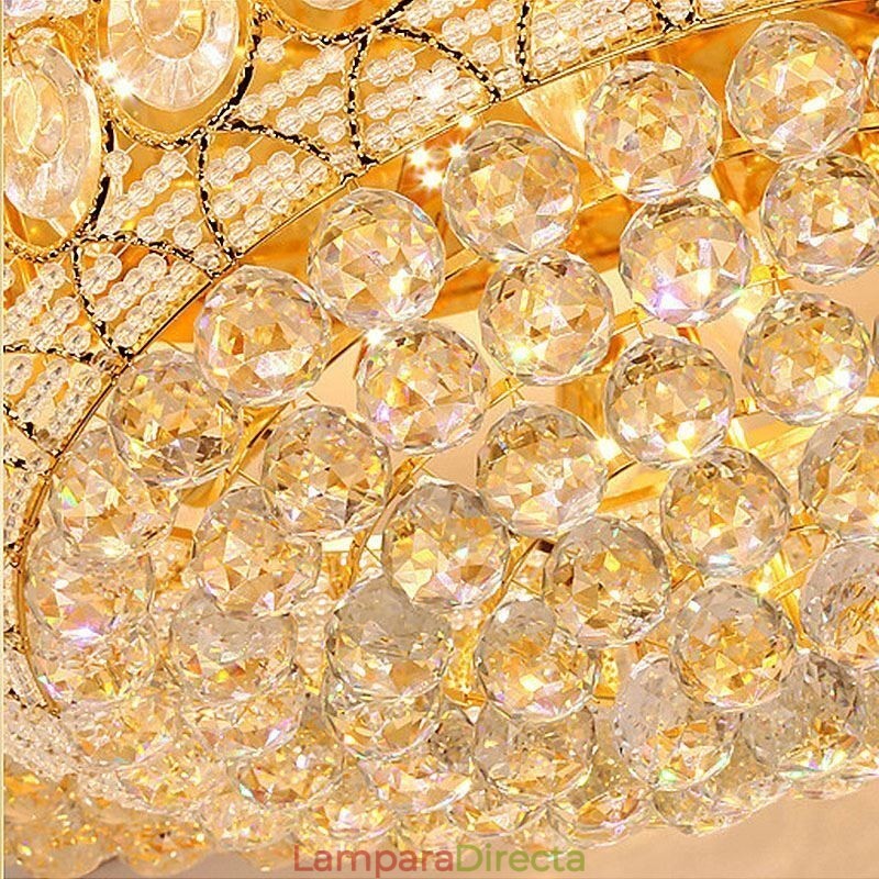 Lámpara de techo de cristal de lujo, redonda, europea, empotrada.