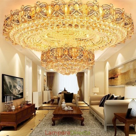Lámpara de techo moderna de cristal dorado con montaje empotrado redondo Lámpara de techo moderna de cristal dorado con montaje empotrado redondo