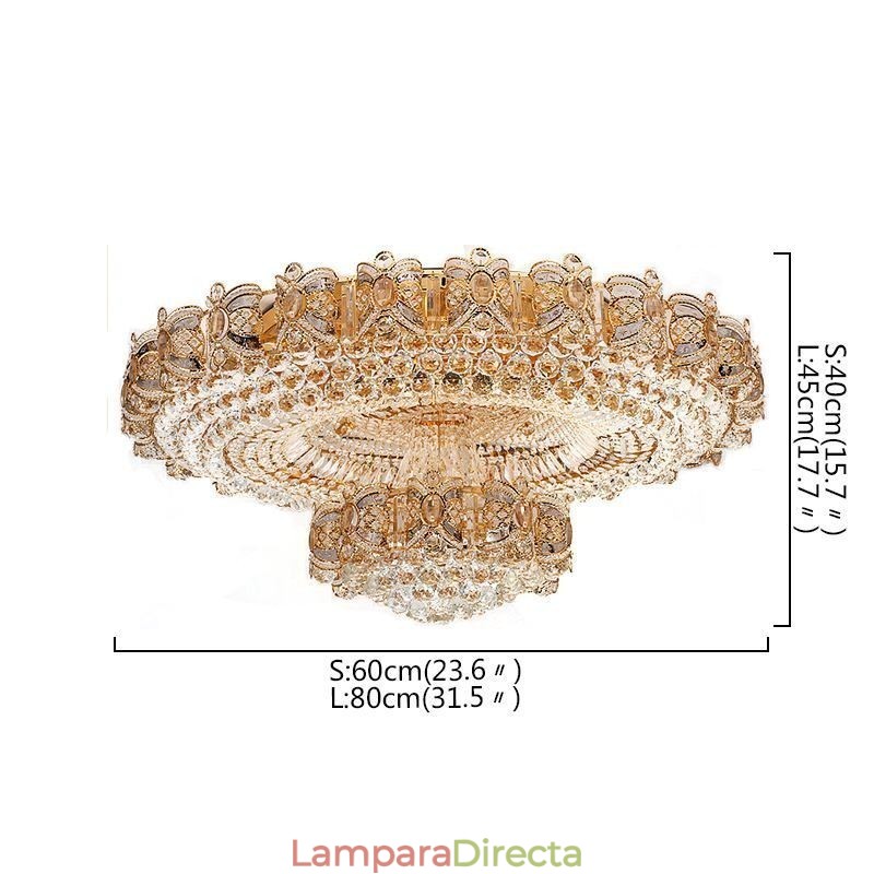 Lámpara de techo moderna de cristal dorado con montaje empotrado redondo