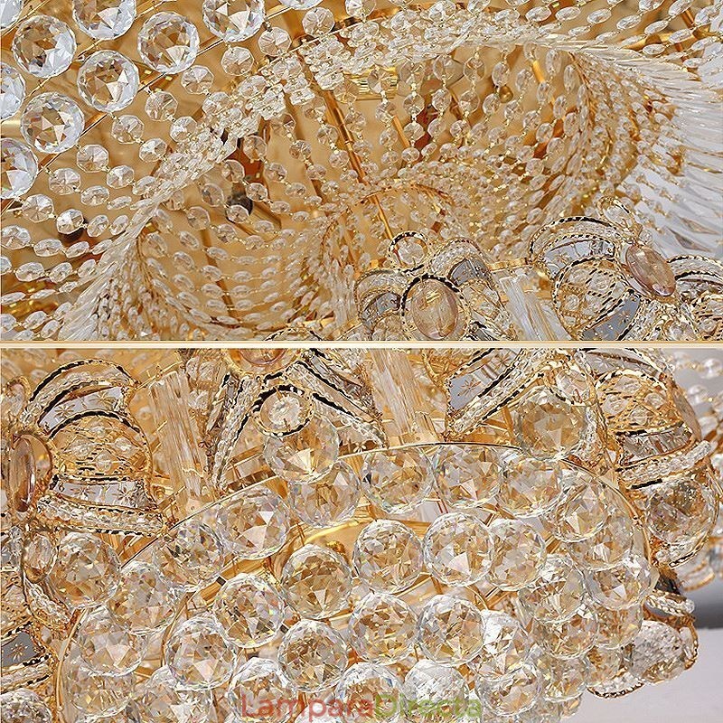 Lámpara de techo moderna de cristal dorado con montaje empotrado redondo