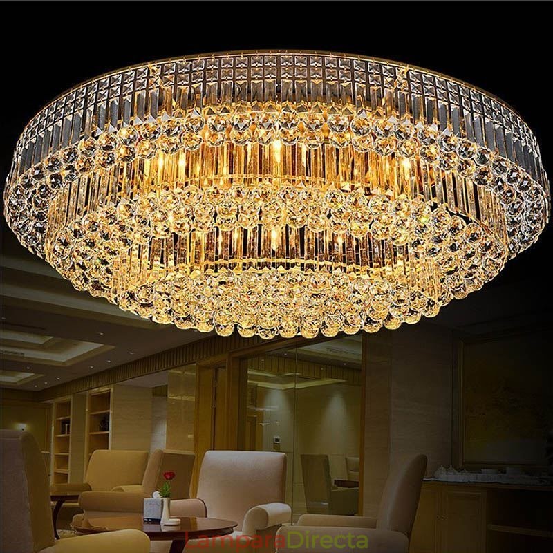 Lámpara de techo de cristal empotrada, estilo europeo ovalado