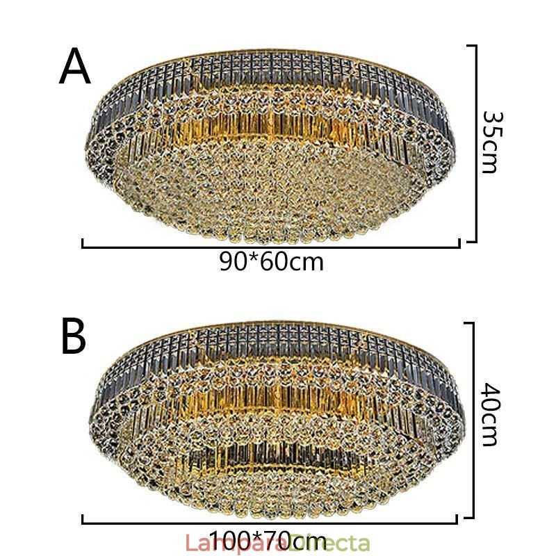 Lámpara de techo de cristal empotrada, estilo europeo ovalado