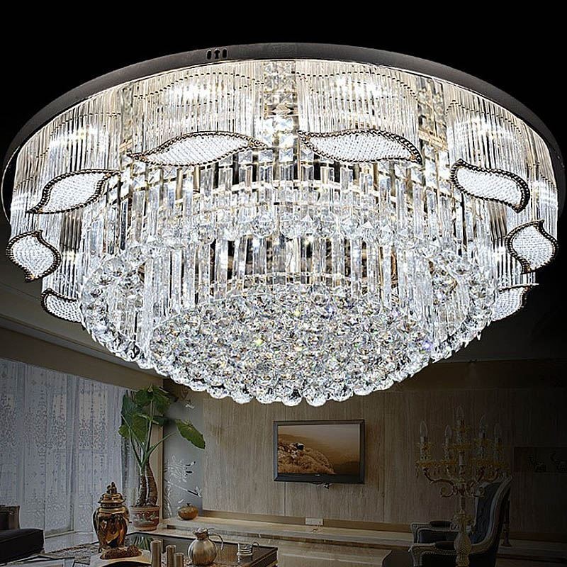 Lámpara de techo de cristal contemporánea, sencilla, redonda, empotrada