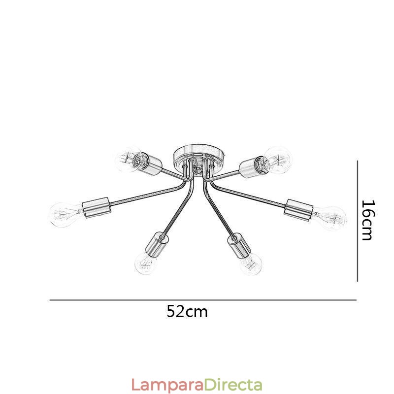 Lámpara de techo Sputnik de 6 luces con montaje semiempotrado