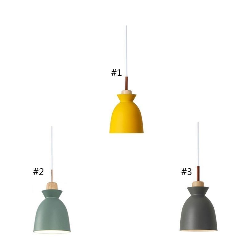 Lámpara colgante nórdica simple Macaron de hierro Arti de tres luces