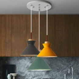 Lámpara colgante nórdica de 3 luces con diseño de isla Macaron, de hierro simple, Arti, tres luces