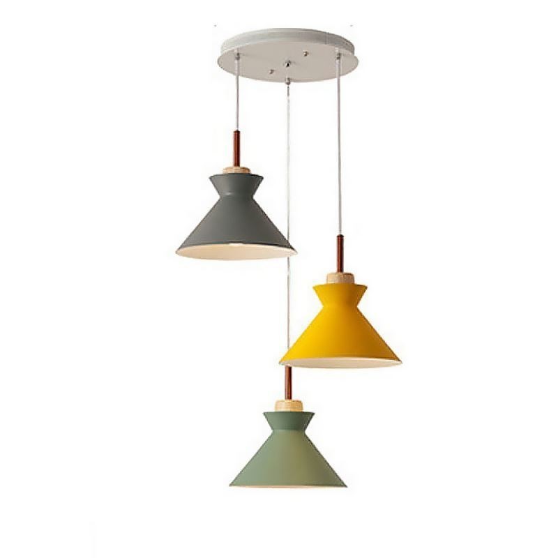 Lámpara colgante nórdica de 3 luces con diseño de isla Macaron, de hierro simple, Arti, tres luces