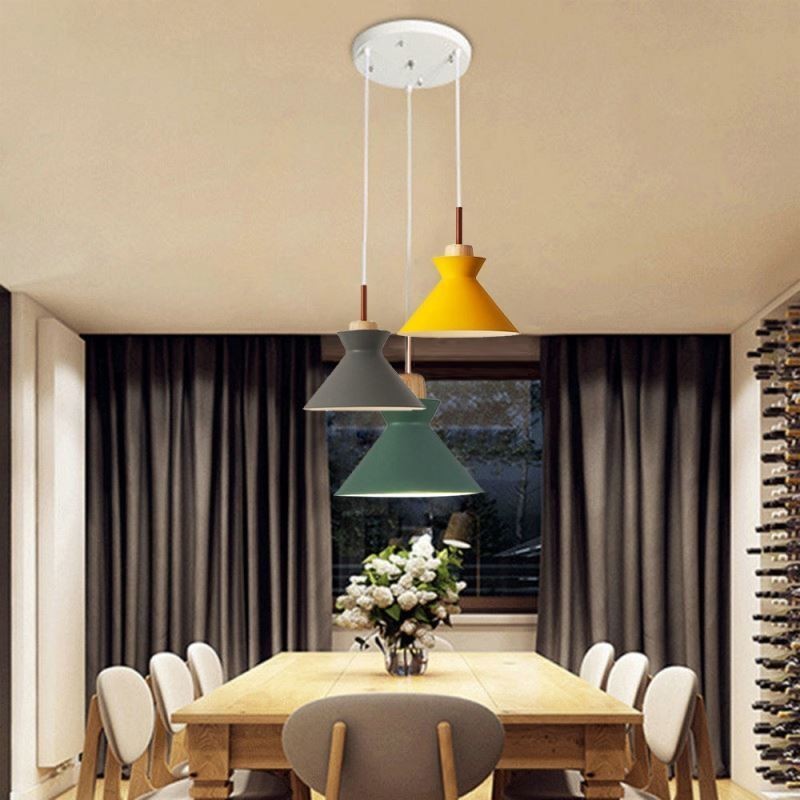 Lámpara colgante nórdica de 3 luces con diseño de isla Macaron, de hierro simple, Arti, tres luces