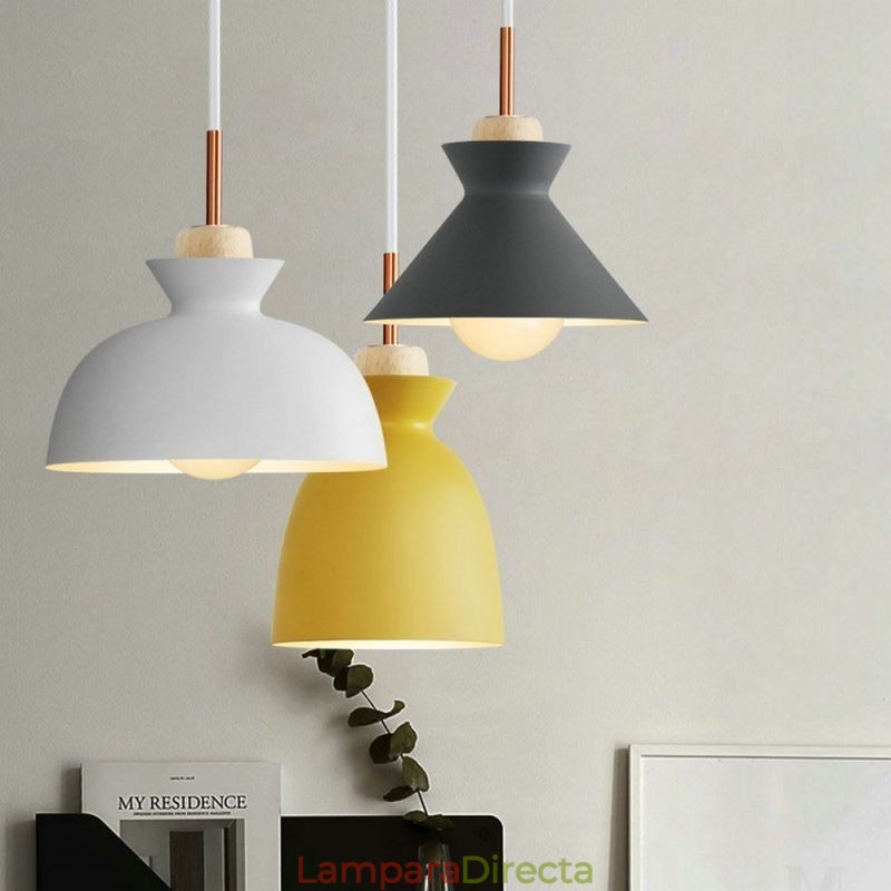 Lámpara colgante Macaron de estilo nórdico, sencilla, de hierro, con tres luces.