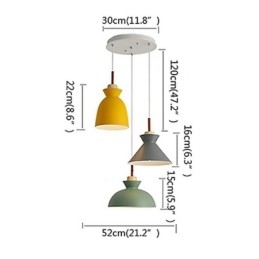 Lámpara colgante Macaron de estilo nórdico, sencilla, de hierro, con tres luces.