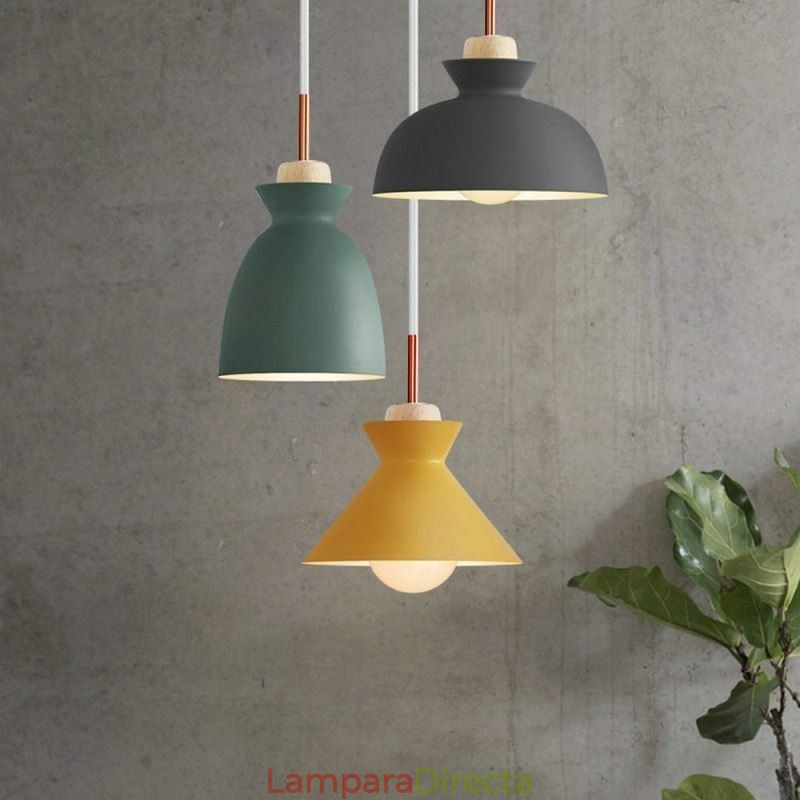 Lámpara colgante Macaron de estilo nórdico, sencilla, de hierro, con tres luces.