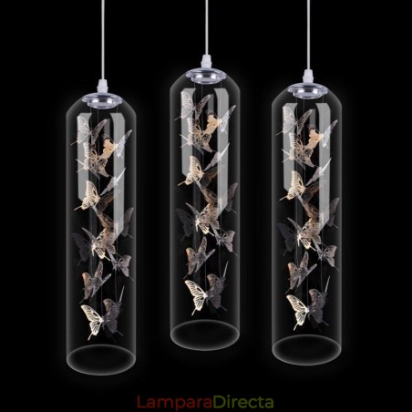 Lámpara colgante de cristal con forma de mariposa y cilindro nórdico creativo Lámpara colgante de cristal con forma de mariposa y cilindro nórdico creativo